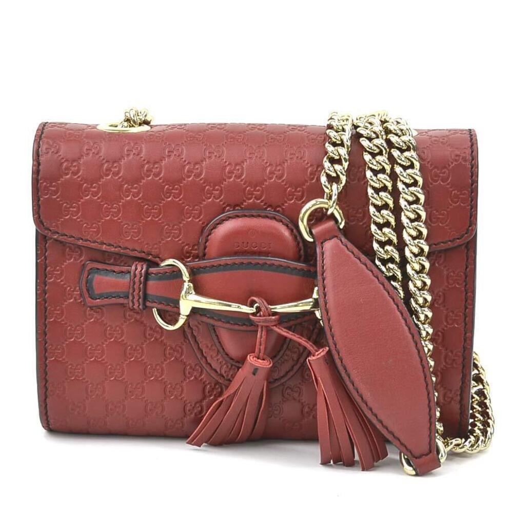 Gucci guccissima Crossbody Shoulder Bag Leather Metal Burgundy Red Gold